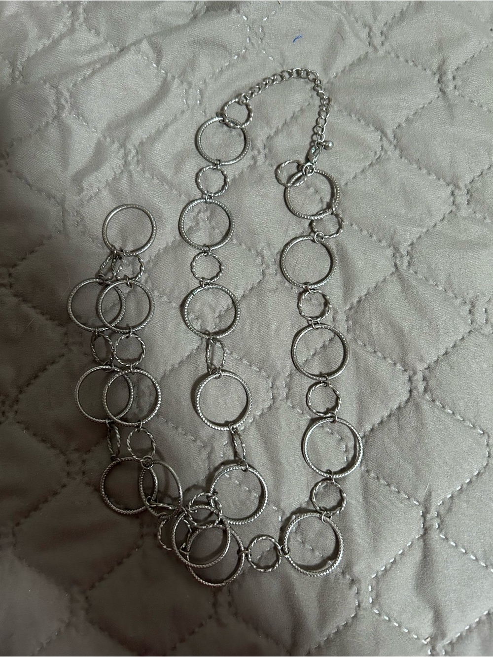 Silver Multi-Ring Link Necklace - Women Jewelry